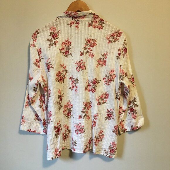 Northern Reflections White, Pink and Red Floral Cotton Button Down Dress… - Picture 2 of 16
